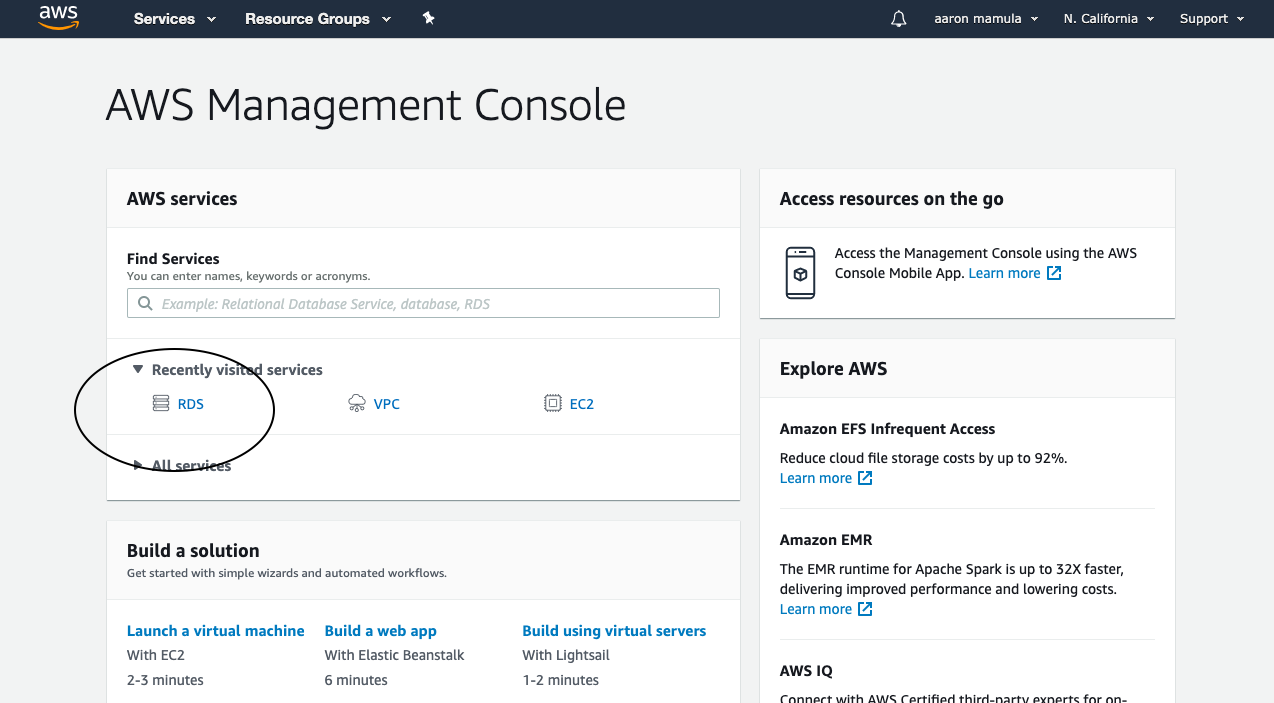 access aws rds on pg commander